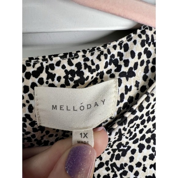 Melloday Cheetah Print Balloon Sleeve Top Women's Size 1X - Picture 2 of 7